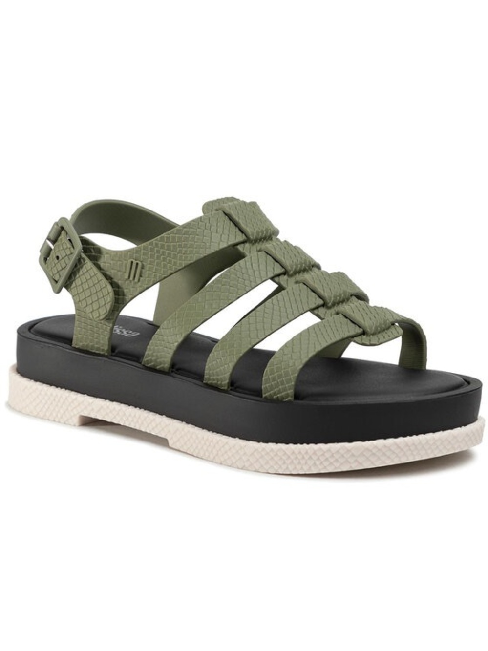 MELISSA SHOES - WOMEN’S FLOX III SNAKE PLATFORM SANDALS size 8 US black green